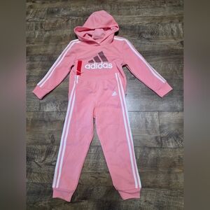 Adidas Pink Tracksuit with White Stripes Toddler. Girls 6